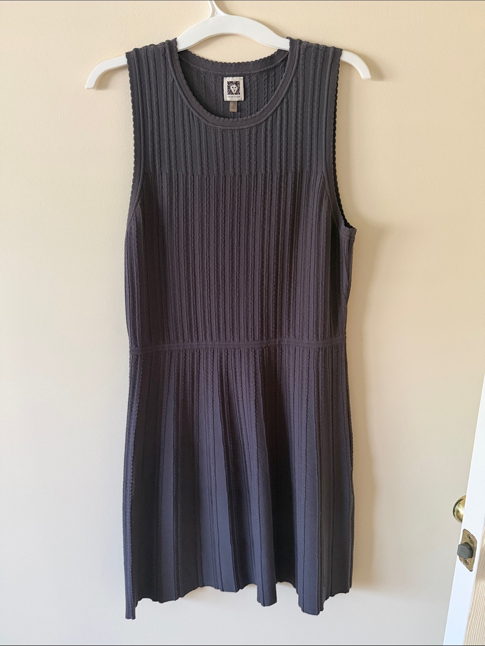 Sleeveless Ribbed Knit Dress - charcoal